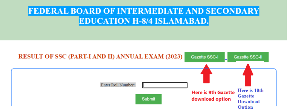 Federal Board checking Result by Gazette